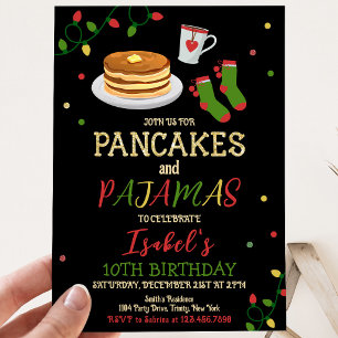 Pancakes and Pajamas Christmas Birthday Invitation