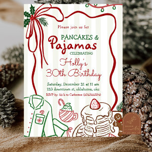 Pancakes and Pajamas Christmas Birthday Invitation