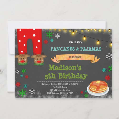 Pancakes and pajamas christmas invitation