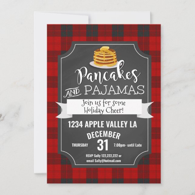 Pancakes and pajamas Christmas party Invitation (Front)