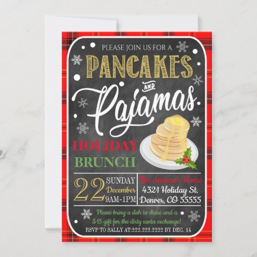 Pancakes and Pajamas Christmas Party Invitation