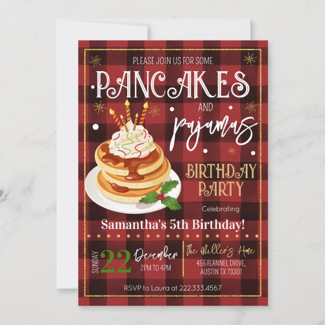 Pancakes and Pajamas Christmas Party Invitation (Front)