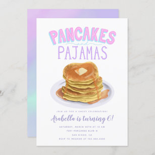 Pancakes and Pajamas Girl Birthday Party Invitation