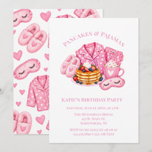 Pancakes and Pajamas Girl's Birthday Party Invitation