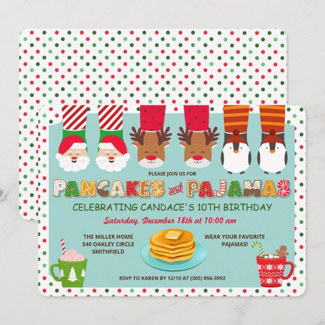 Pancakes and Pajamas Holiday Invitation (Front/Back)