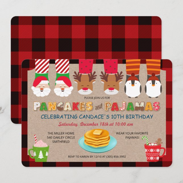 Pancakes and Pajamas Holiday Invitation (Front/Back)