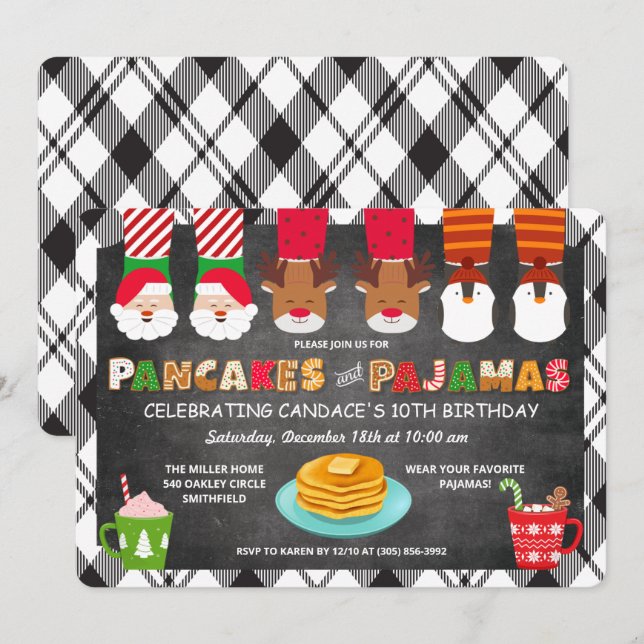 Pancakes and Pajamas Holiday Invitation (Front/Back)