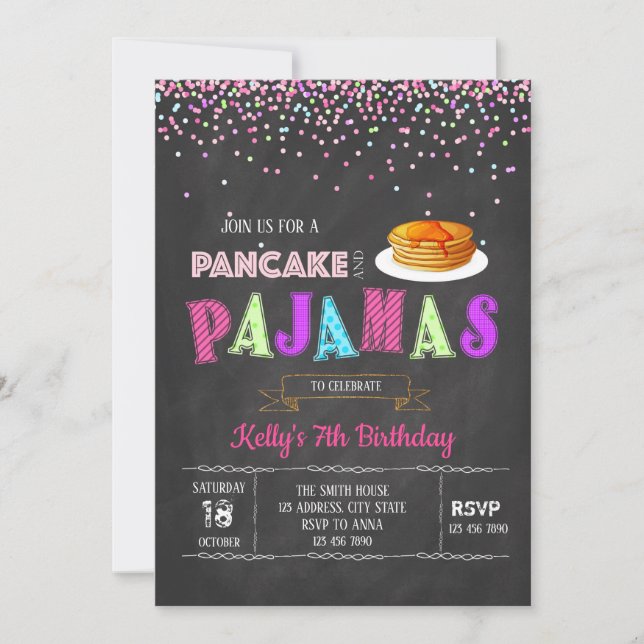 Pancakes and pajamas invitation (Front)
