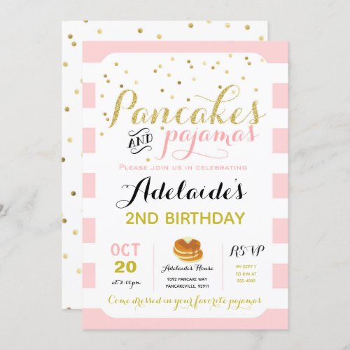 Pancakes and Pajamas Invitation Birthday party