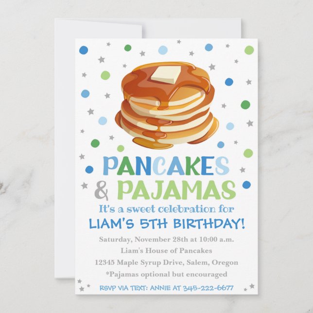 Pancakes and Pajamas Invitation | Pajama Party (Front)