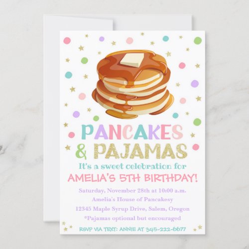 Pancakes and Pajamas Invitation  Pajama Party
