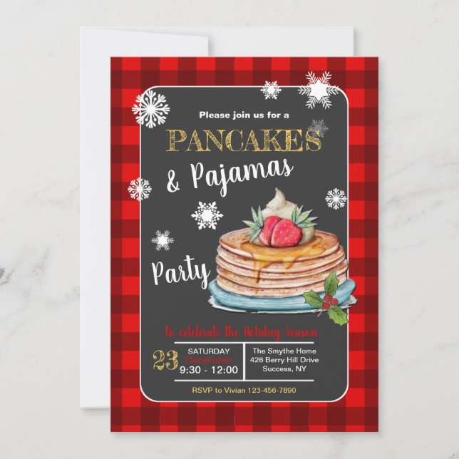Pancakes and Pajamas Party Invitation (Front)