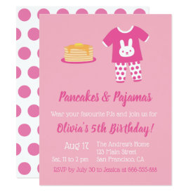Pancakes and Pajamas Polka Dots Birthday Party Card