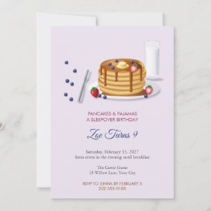 Pancakes and Pajamas Sleepover Birthday Invite