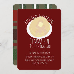 Pancakes and Pajamas Sleepover Girls   Plaid Invitation