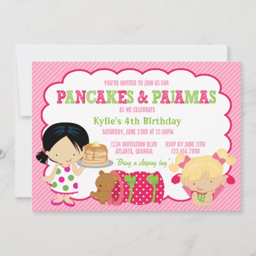 Pancakes and Pajamas Sleepover Party Custom Invitation