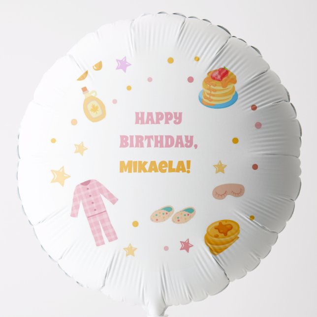 Pancakes and Pajamas Theme Birthday Balloons (Front)