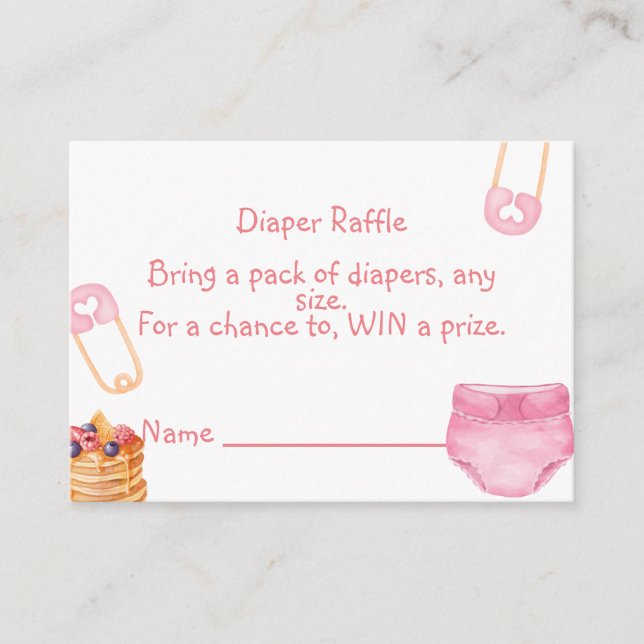Pancakes and Pampers diaper raffle Enclosure Card (Front)