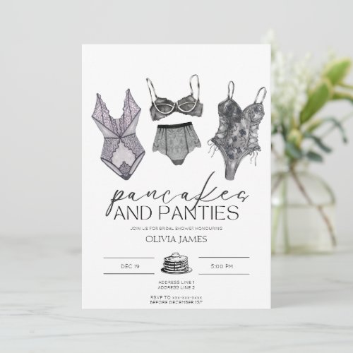 Pancakes and panties lingerie bridal shower  invitation