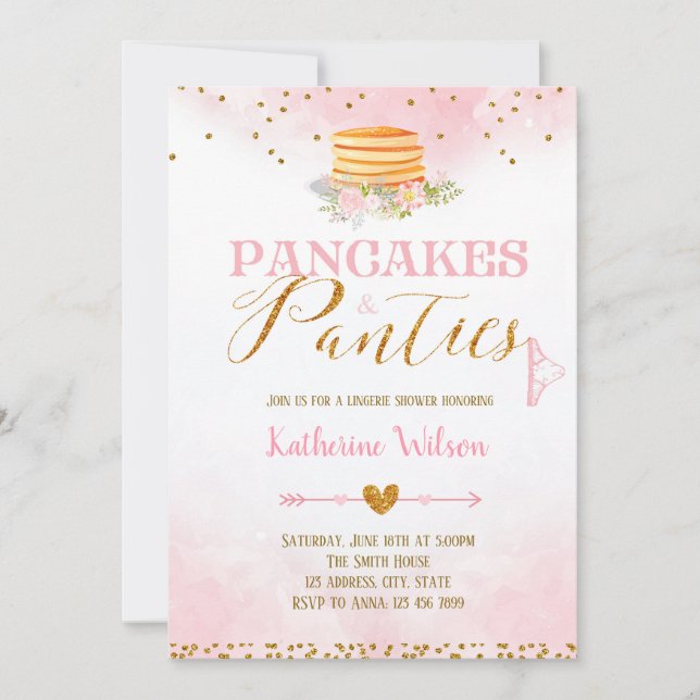 Pancakes and panties lingerie card invitation (Front)