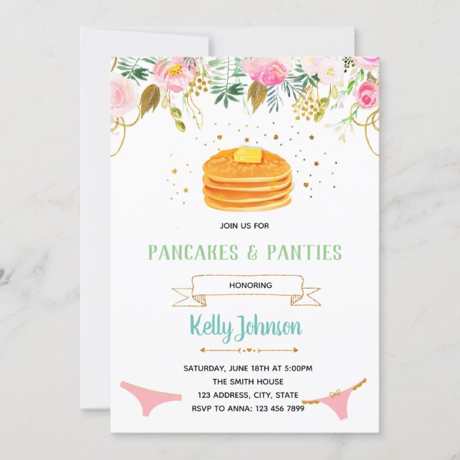 Pancakes and Panties Lingerie Shower Invitation (Front)
