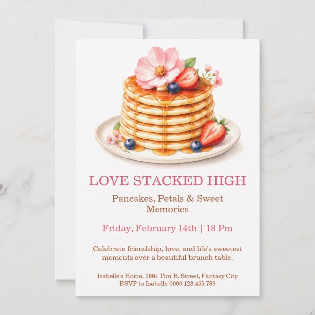 Pancakes and Petals Brunch Invitation (Front)