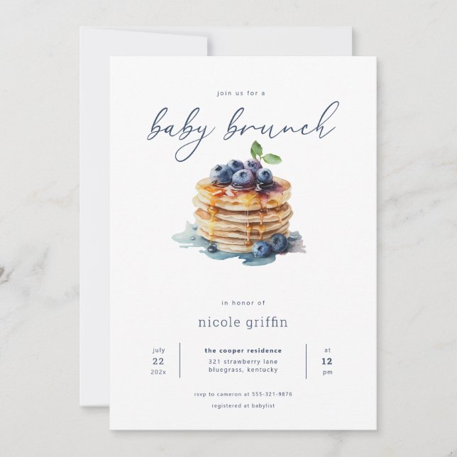 Pancakes Baby Brunch Baby Shower Invitation modern (Front)