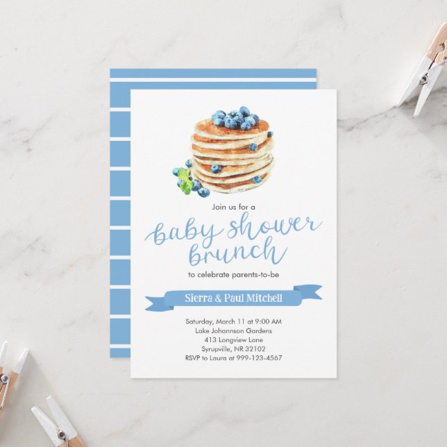 Pancakes Baby Shower Brunch Invitation (Front/Back In Situ)