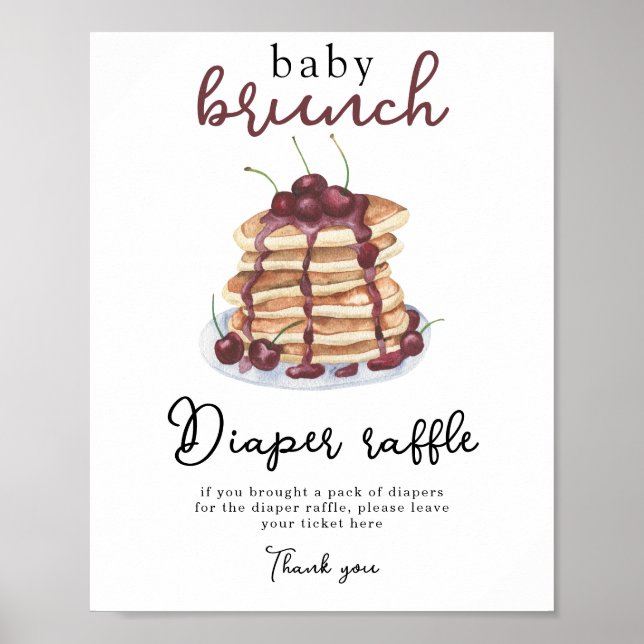 Pancakes baby shower Diaper Raffle Poster (Front)