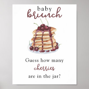 Pancakes Baby shower Guess how many Cherries Poster