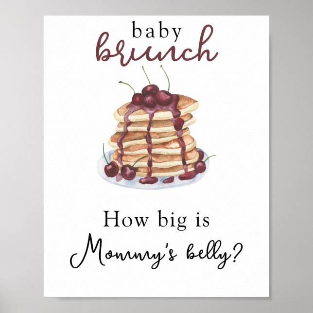 Pancakes Baby shower How big is Mommy's belly? Poster (Front)