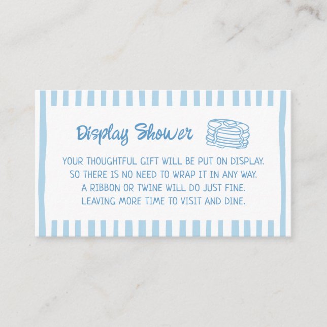 Pancakes Breakfast Boy Baby Shower Display Shower Enclosure Card (Front)