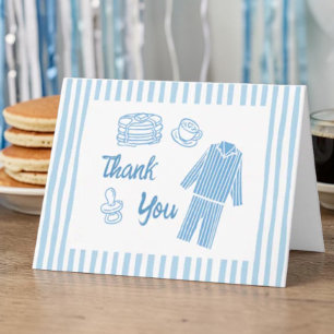 Pancakes Breakfast Boy Baby Shower Letterpress Thank You Card