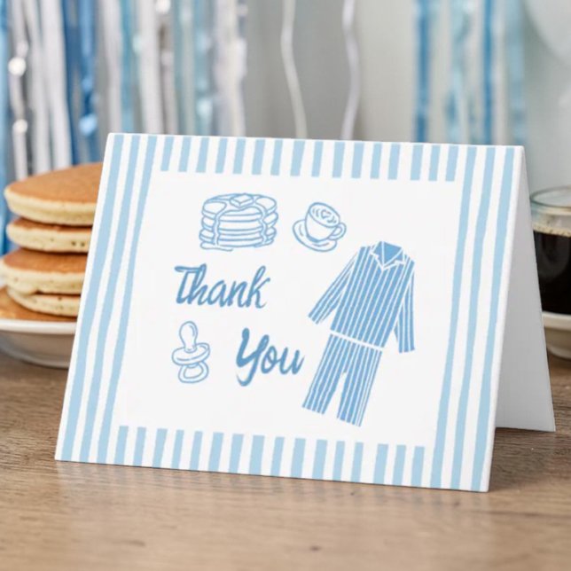 Pancakes Breakfast Boy Baby Shower Thank You Card (Creator Uploaded)