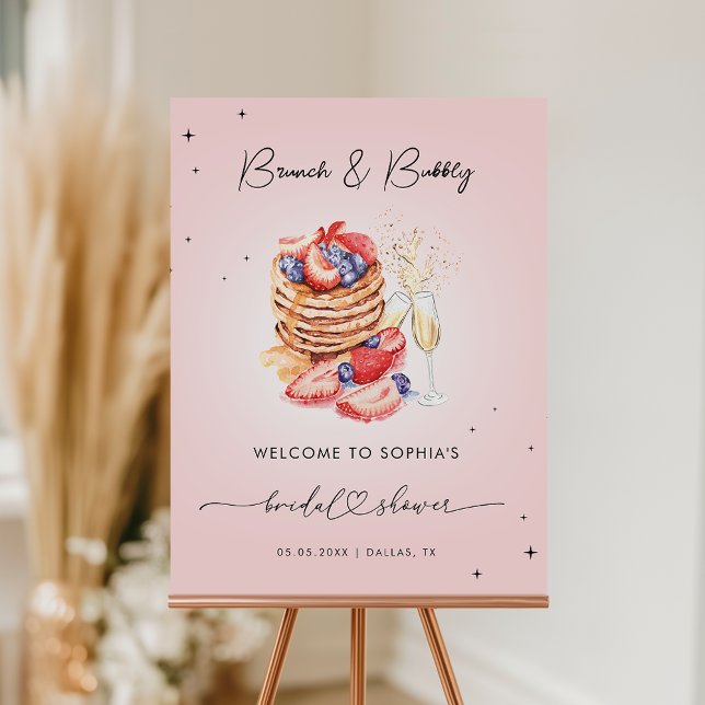 Pancakes Brunch Bubbly Pink Welcome Bridal Shower Foam Board (Creator Uploaded)