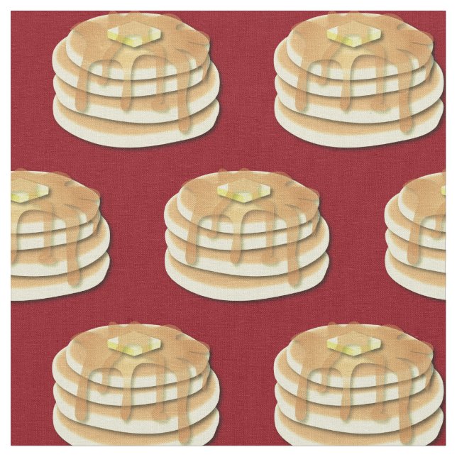 Pancakes Cute Breakfast Kids Fabric (Close Up)