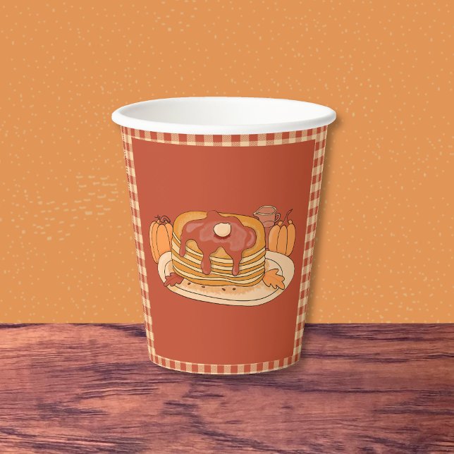 Pancakes - Fall Buffalo Plaid Pattern Paper cup (Creator Uploaded)
