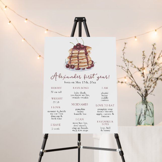 Pancakes First Birthday Milestone Birthday Foam Board (In Situ (Stand))