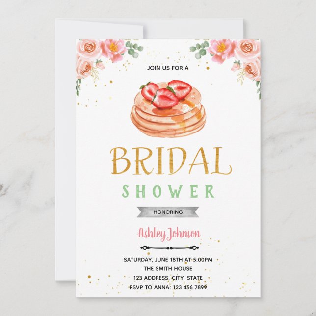 Pancakes flower bridal shower theme invitation (Front)