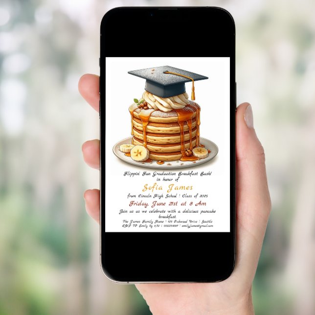Pancakes Graduation Party Invitation (Front Digital)
