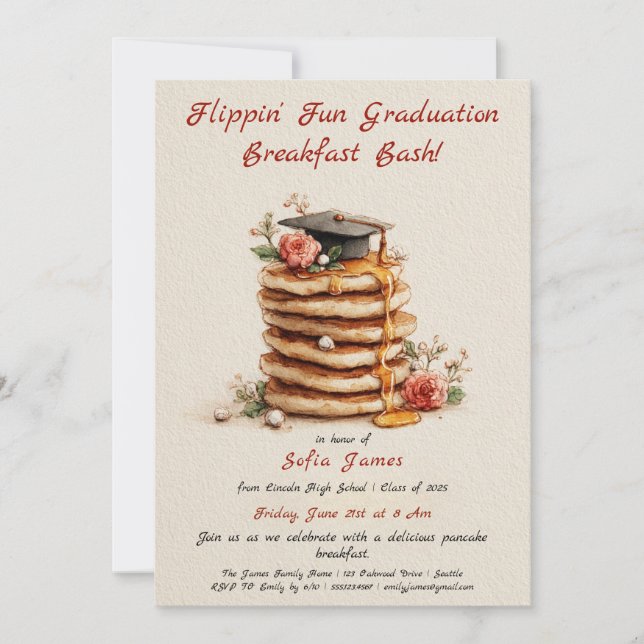 Pancakes Graduation Party Invitation (Front)