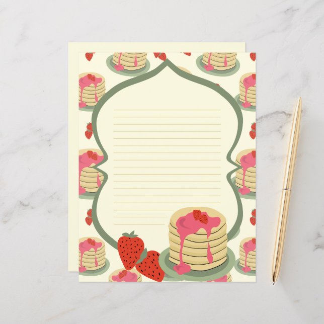 Pancakes lined stationery paper (Front/Back In Situ)