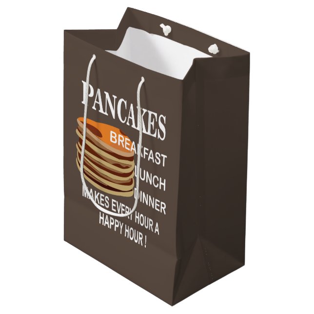 Pancakes Makes Every Hour A Happy Hour Pancake Medium Gift Bag (Front Angled)