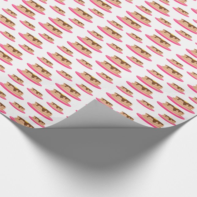 Pancakes on Pink Plates Pattern Wrapping Paper (Corner)