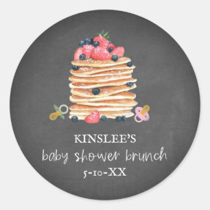 Pancakes & Pacifiers Baby Shower Brunch Chalkboard Classic Round Sticker