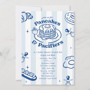 Pancakes & Pacifiers Blue Baby Shower Invitation