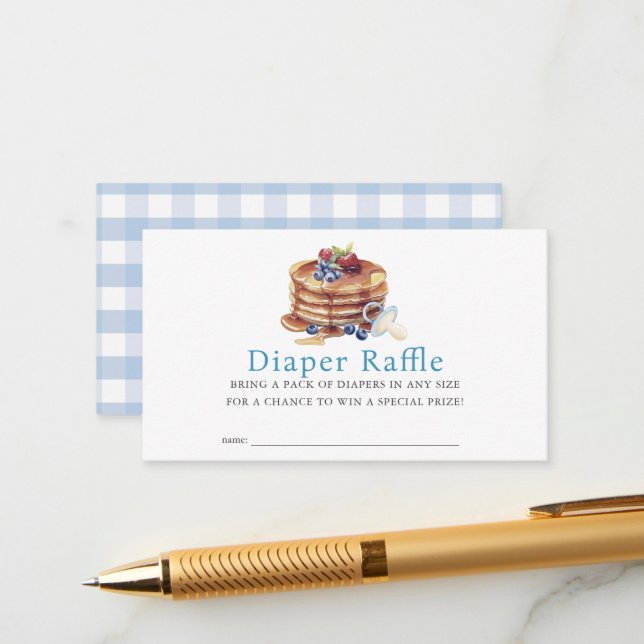 Pancakes & Pacifiers Blue Boy Diaper Raffle Ticket Enclosure Card (Front/Back In Situ)