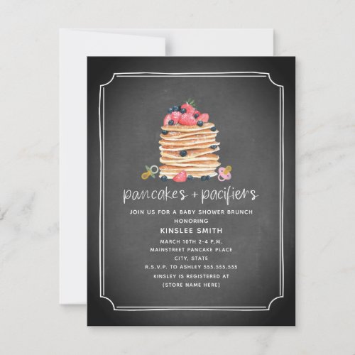 Pancakes  Pacifiers Chalkboard Brunch Baby Shower Invitation