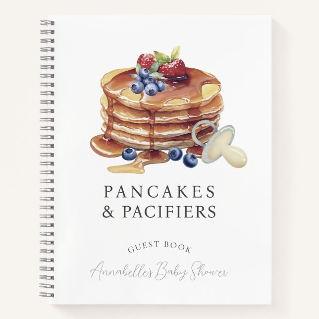 Pancakes & Pacifiers Gray Baby Shower Guest Book (Front)