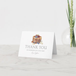 Pancakes & Pacifiers Gray Gingham Baby Shower Thank You Card
